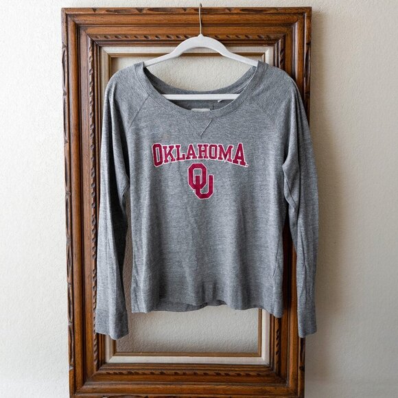 League Collegiate Outfitters Tops - Original League Collegiate Wear Women Sz L Gray Red Oklahoma OU Boomer Sooner